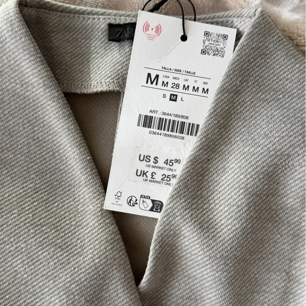 Zara Twill Light Gray Textured Top - Picture 4 of 8